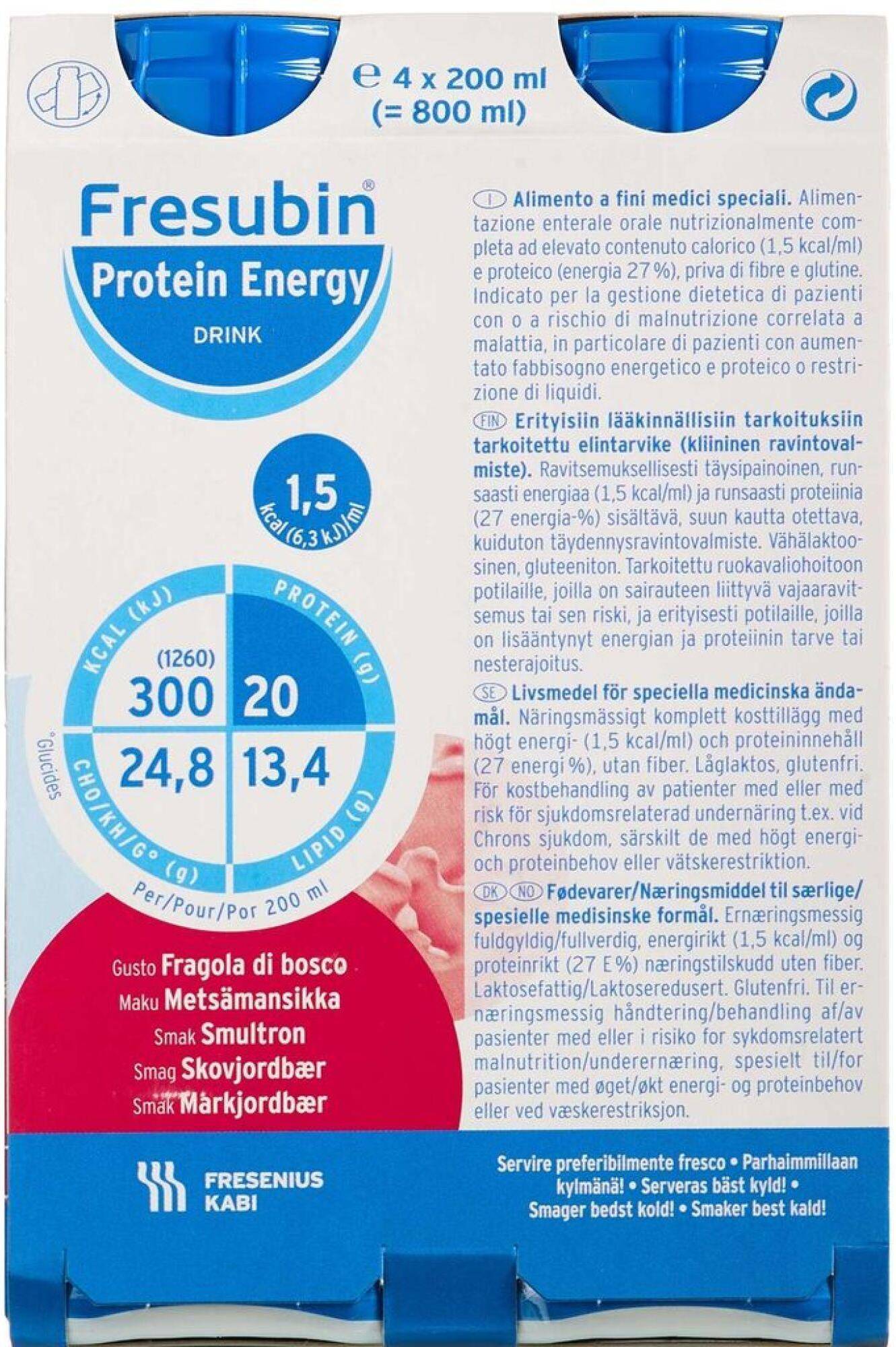 Fresenius Kabi Fresubin Protein Energy Drink Smultron, kosttillägg 4 x 200 ml