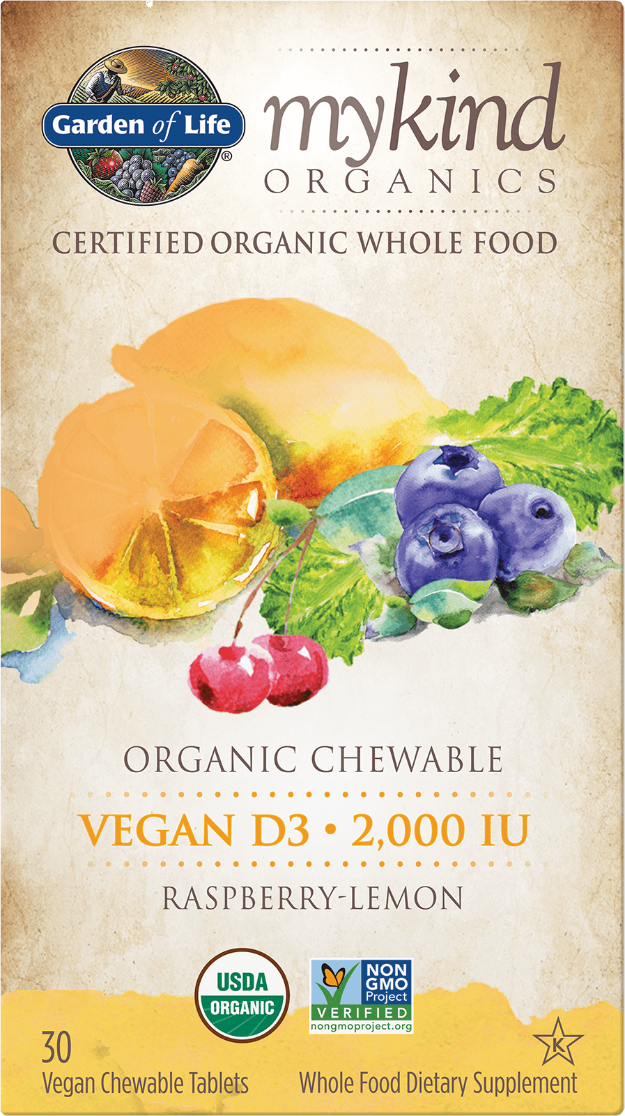 Garden of Life Mykind Organics Vegan D3 Tuggtablett