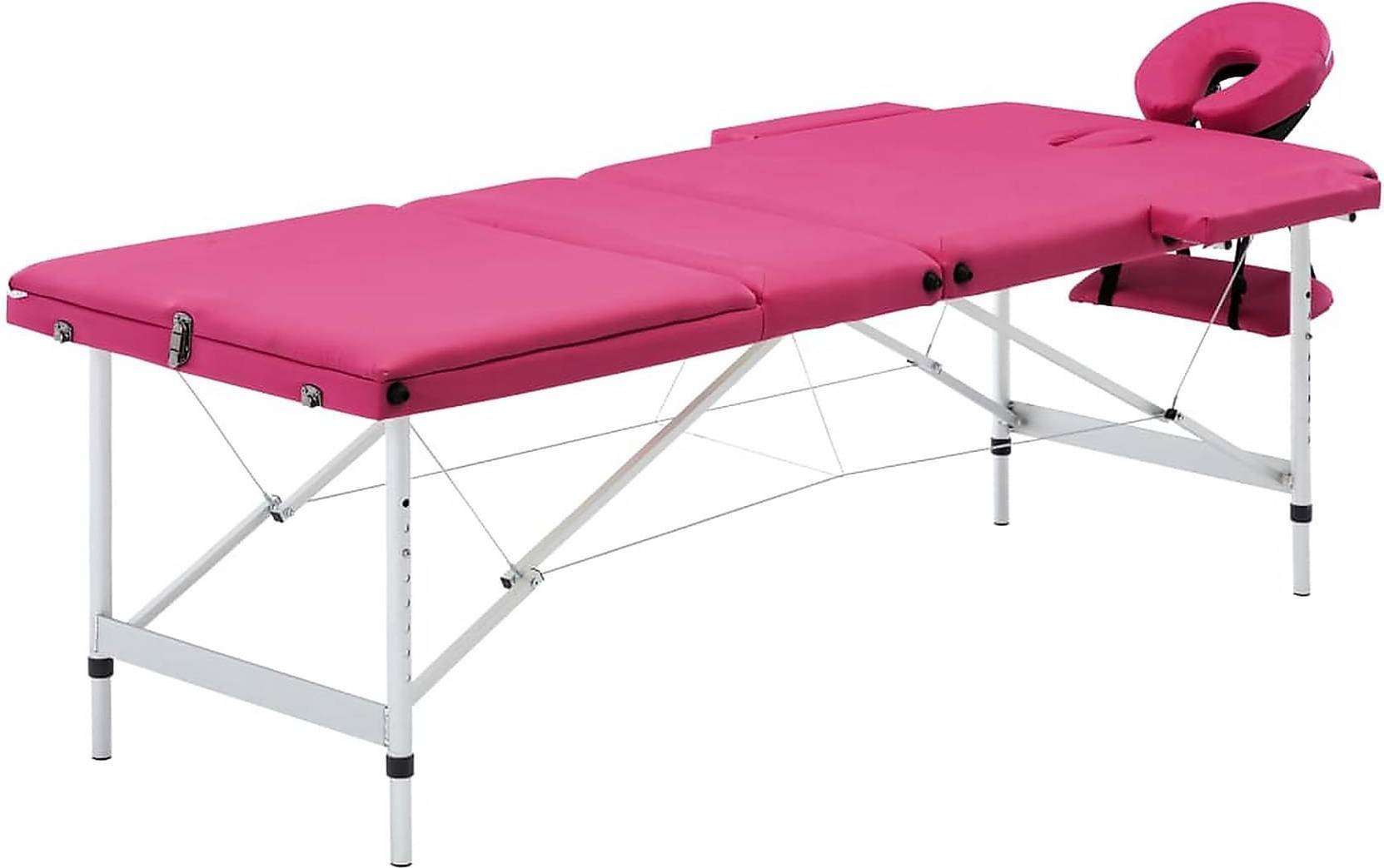 vidaXL Hopfällbar massagebänk 3 sektioner aluminium rosa