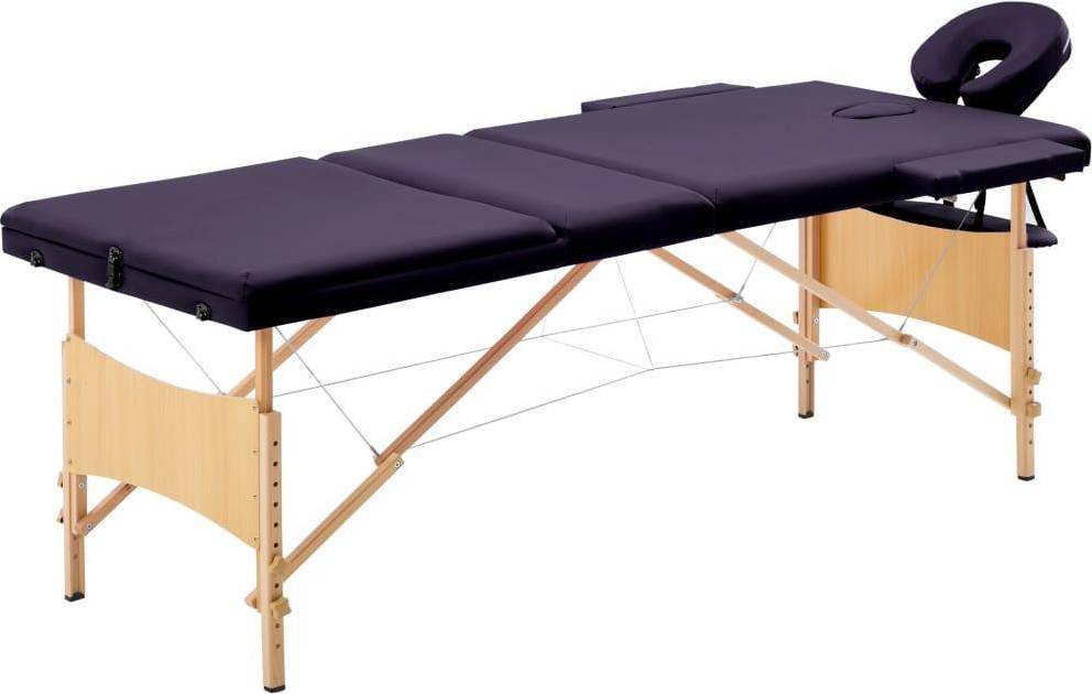 vidaXL Hopfällbar massagebänk 3 sektioner trä lila