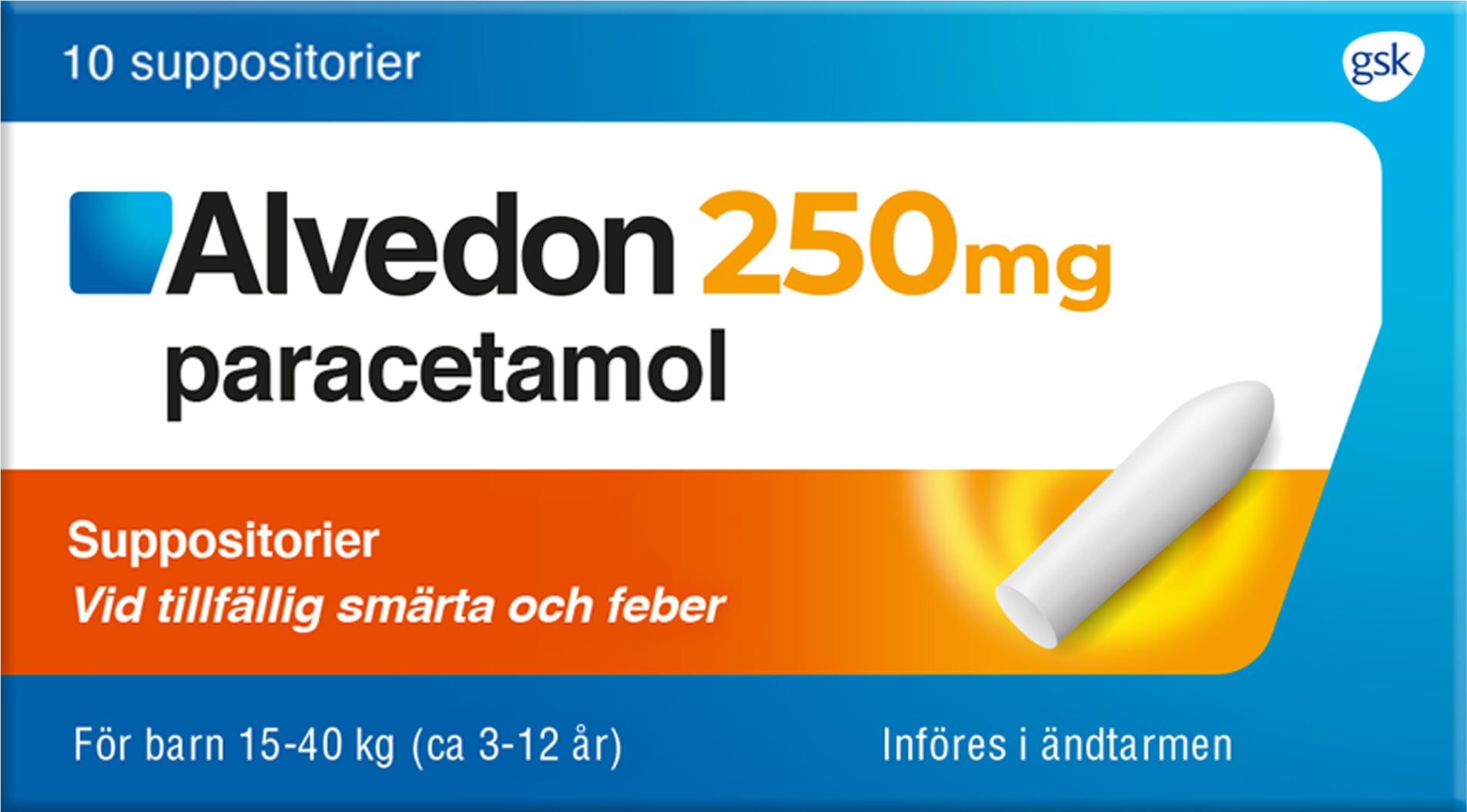 Alvedon 250mg 10 st Stolpiller