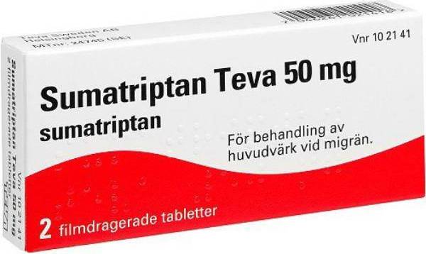 Sumatriptan Teva 50mg 2 st Tablett