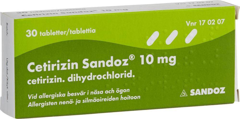 Cetirizin Sandoz 10mg 30pcs Tablet