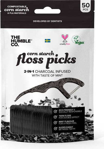 The Humble Co. Natural Humble Floss Picks Charcoal 50-pack
