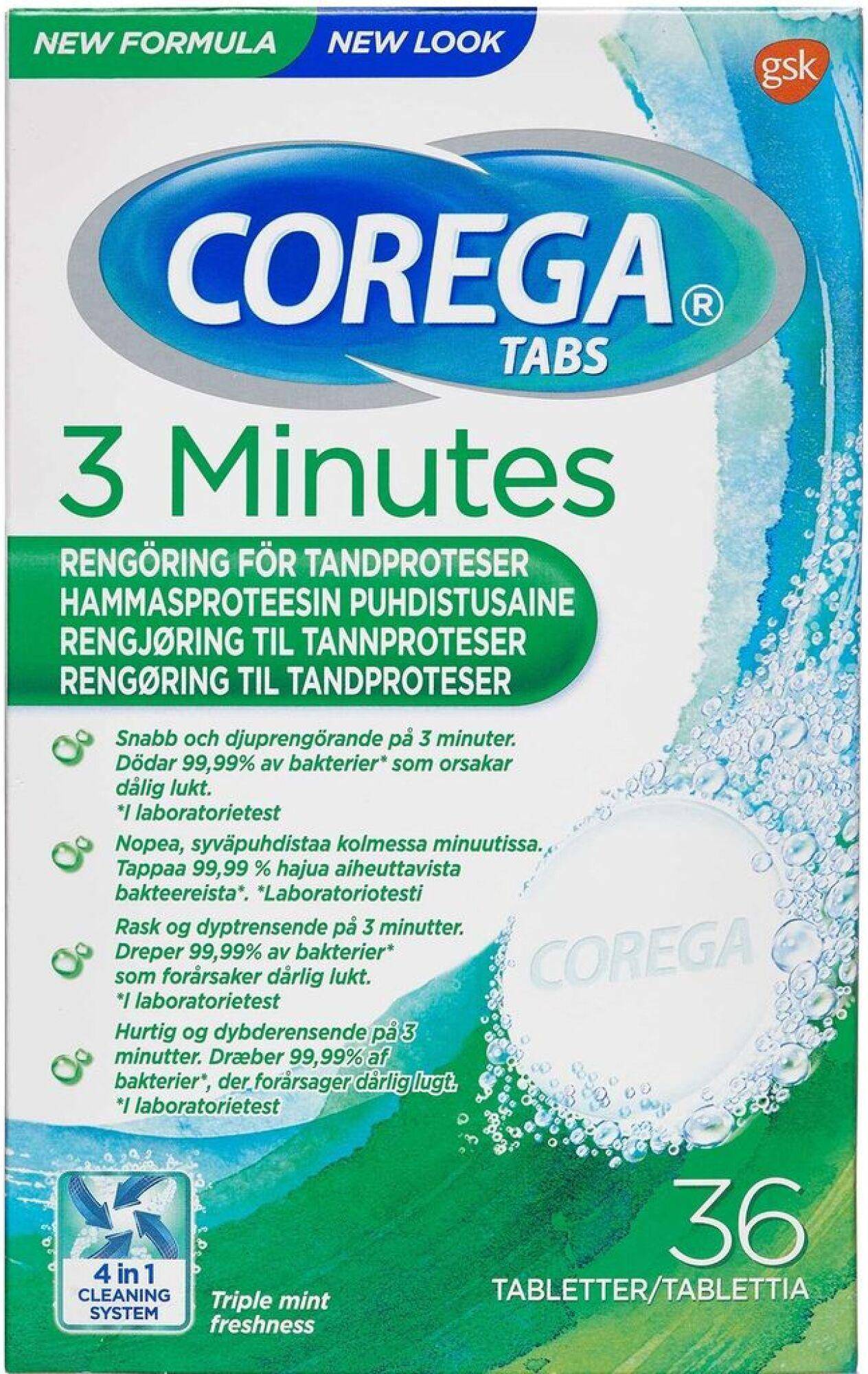 Corega 3 Minutes Tablets 36-pack