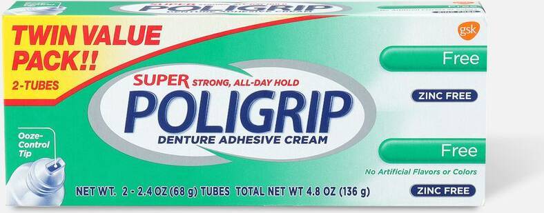 Poligrip Super Free Formula Zinc Denture Adhesive Cream