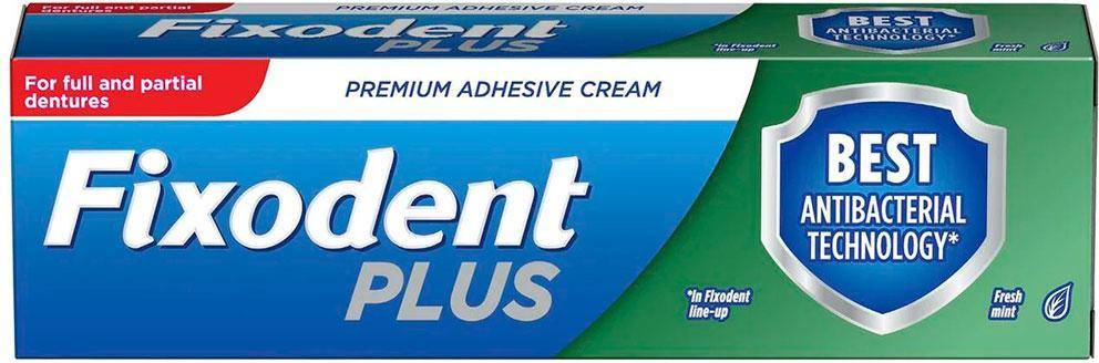 Fixodent Best Antibacterial Denture Premium Adhesive Cream Fresh Mint 40g