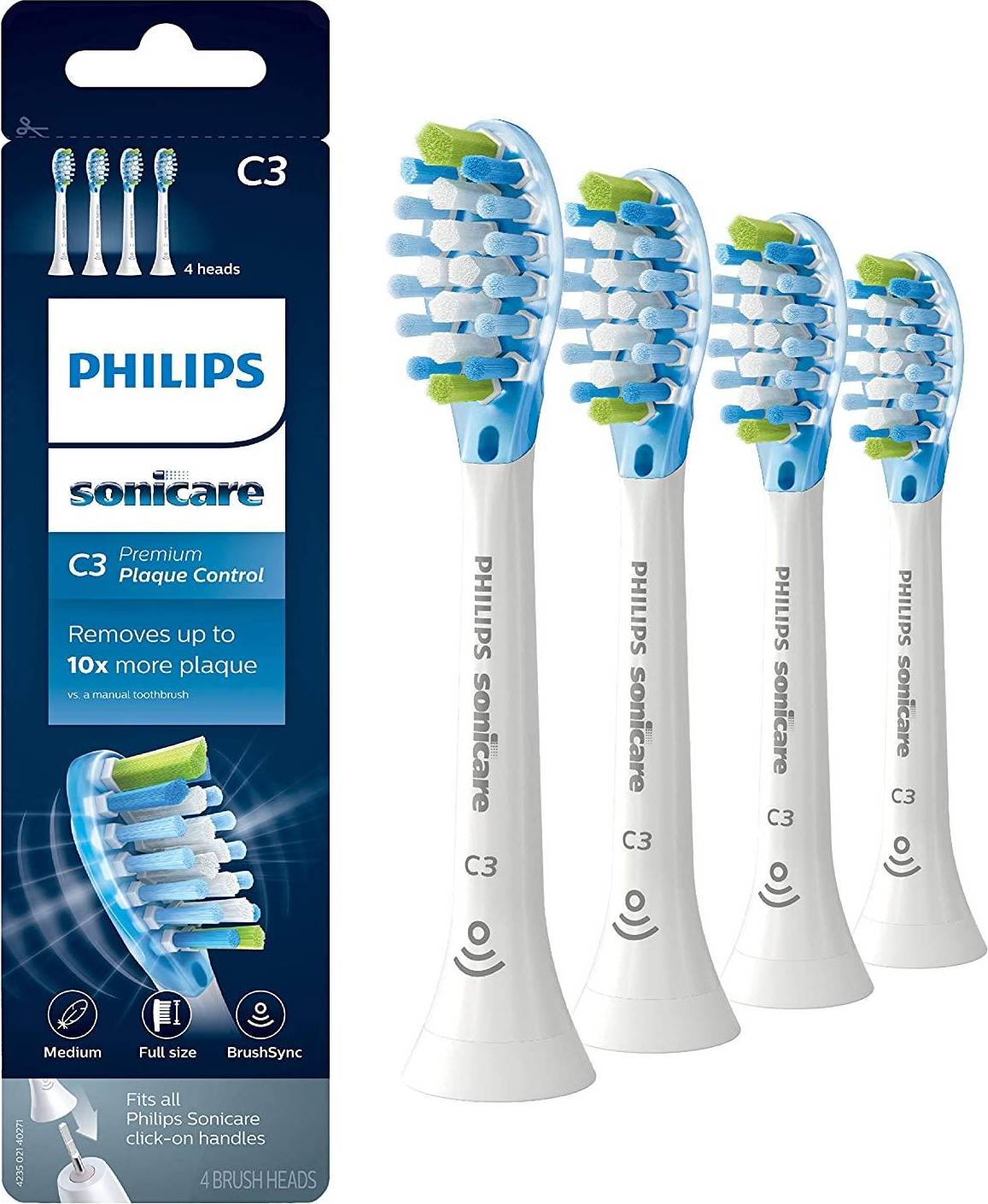 Philips Sonicare C3 Premium Plaque Defence Standard Sonic 4-pack
