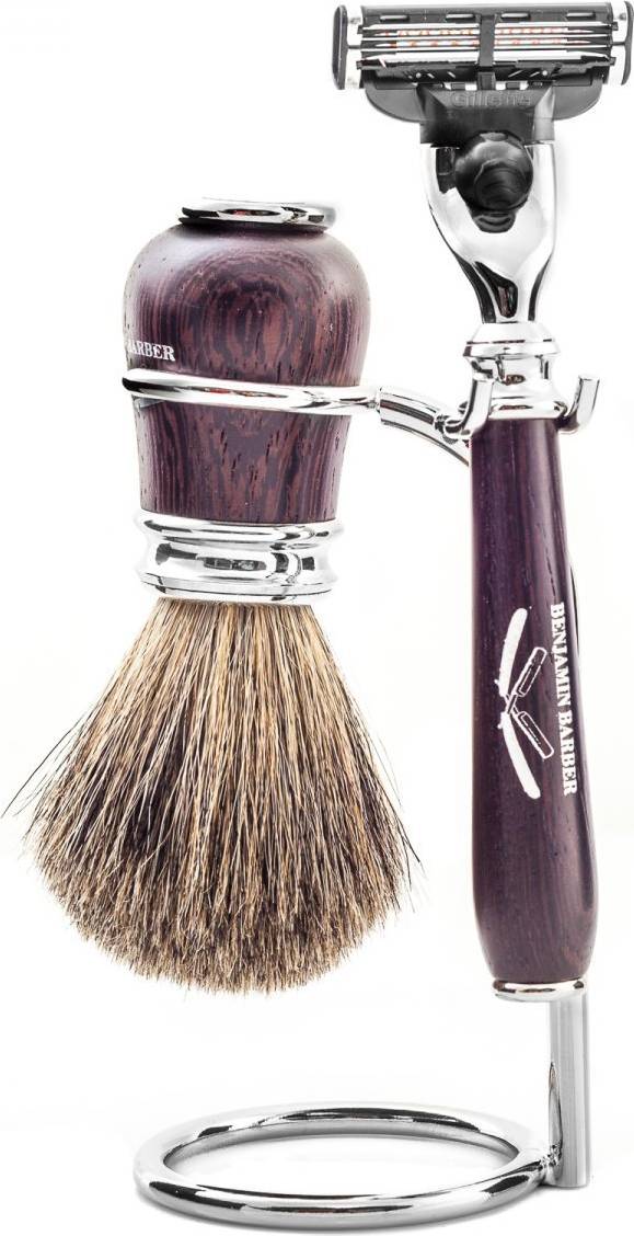 Benjamin Barber Nobel 3-part Shaving Set Wengé Safety Razor