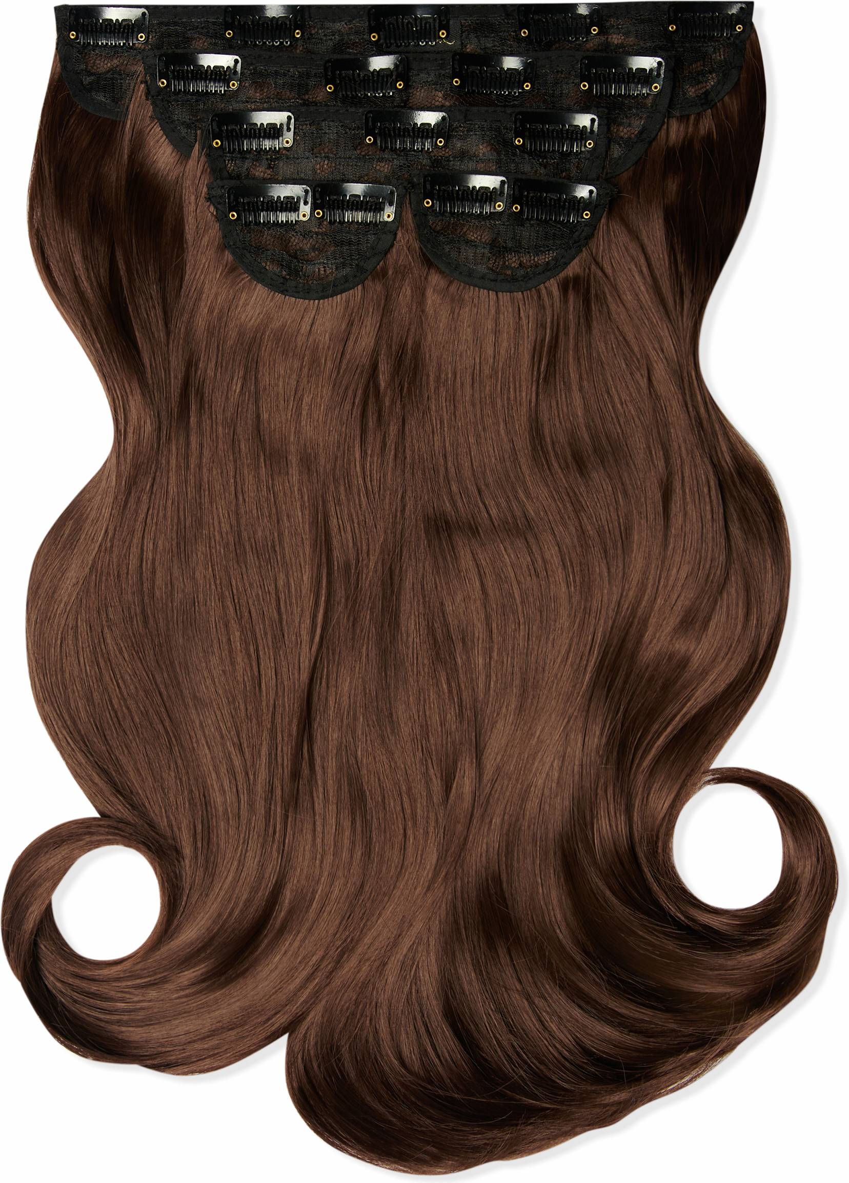 Lullabellz Super Thick Blow Dry Wavy Clip In Hair Extensions 16 inch Choc Brown 5-pack