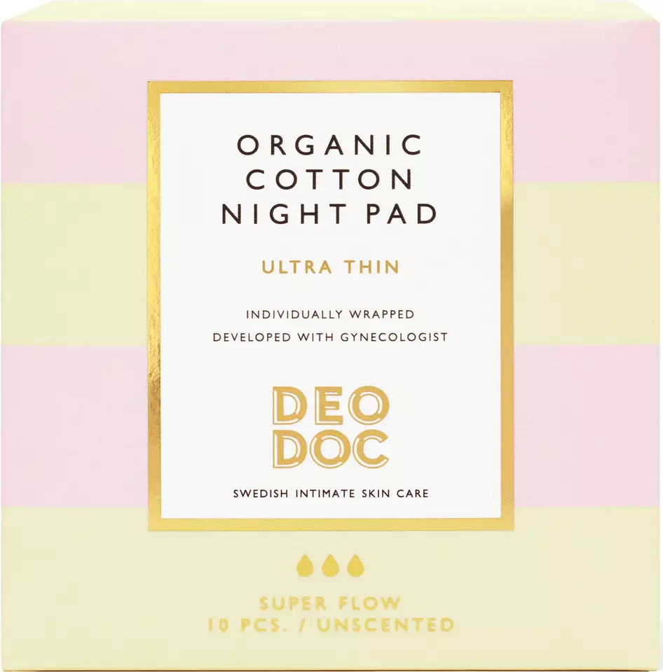 DeoDoc Organic Cotton Night Pad 10-pack