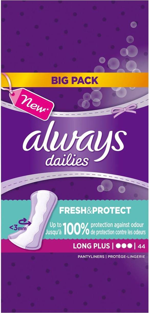 Always Dailies Extra Protect Long Plus 44-pack