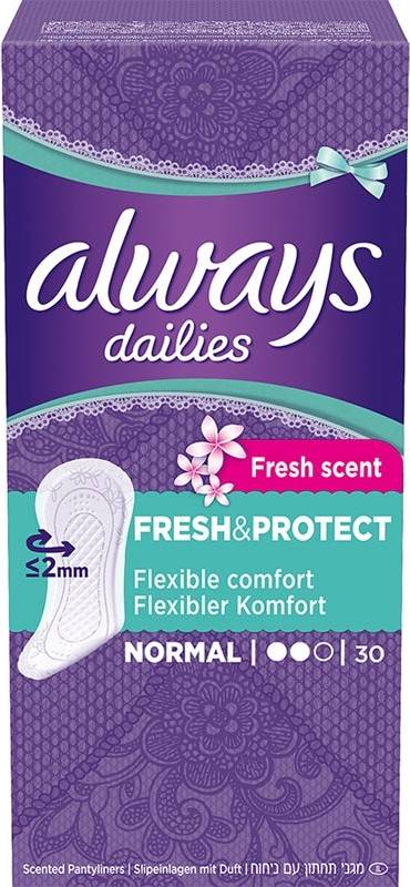Always Dailies Fresh & Protect Fresh Scent Normal 30-pack