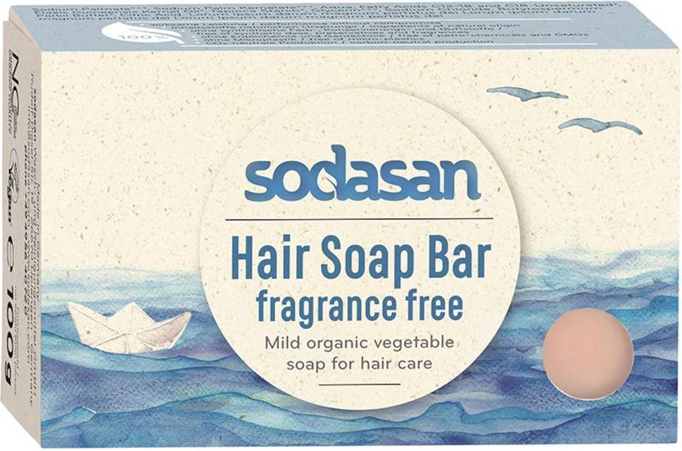 Sodasan Hair Soap Bar Fragrance Free 100