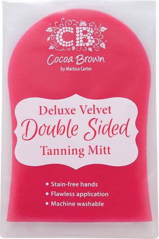 Cocoa Brown Deluxe Double-Sided Pink Velvet Tanning Mitt