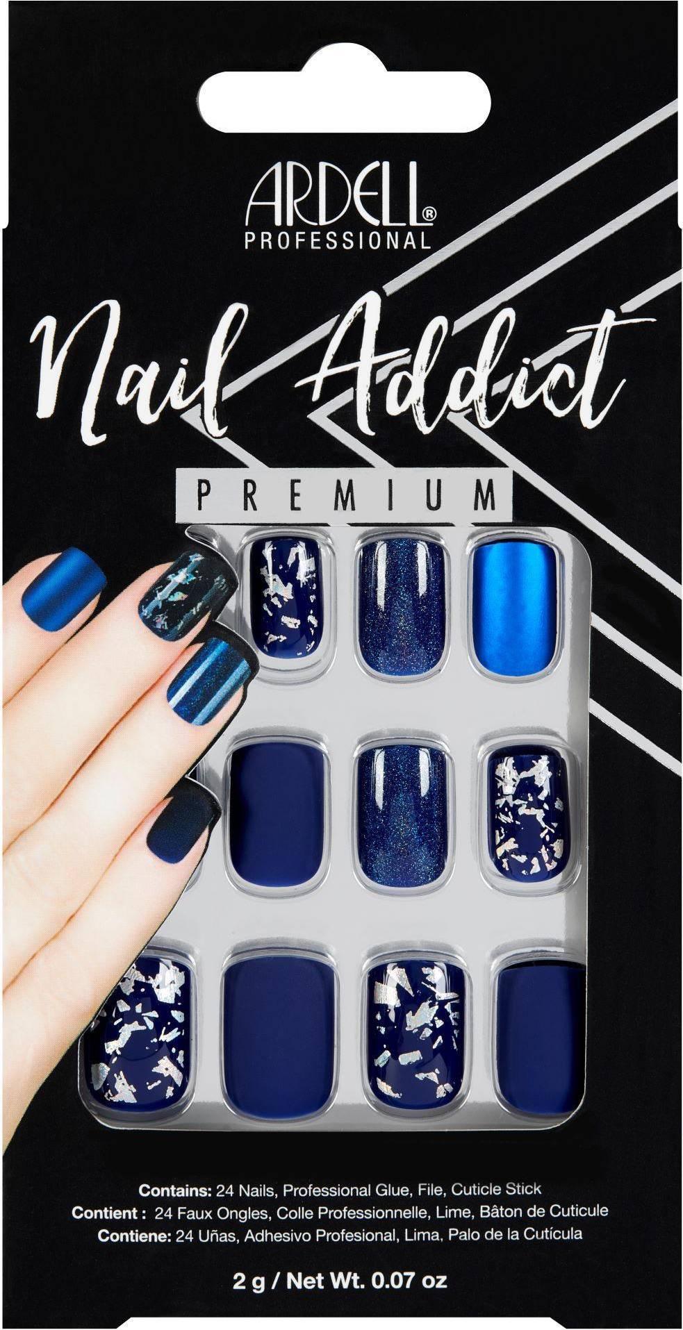 Ardell Nail Addict Premium Artificial Nail Set Matte Blue 24-pack