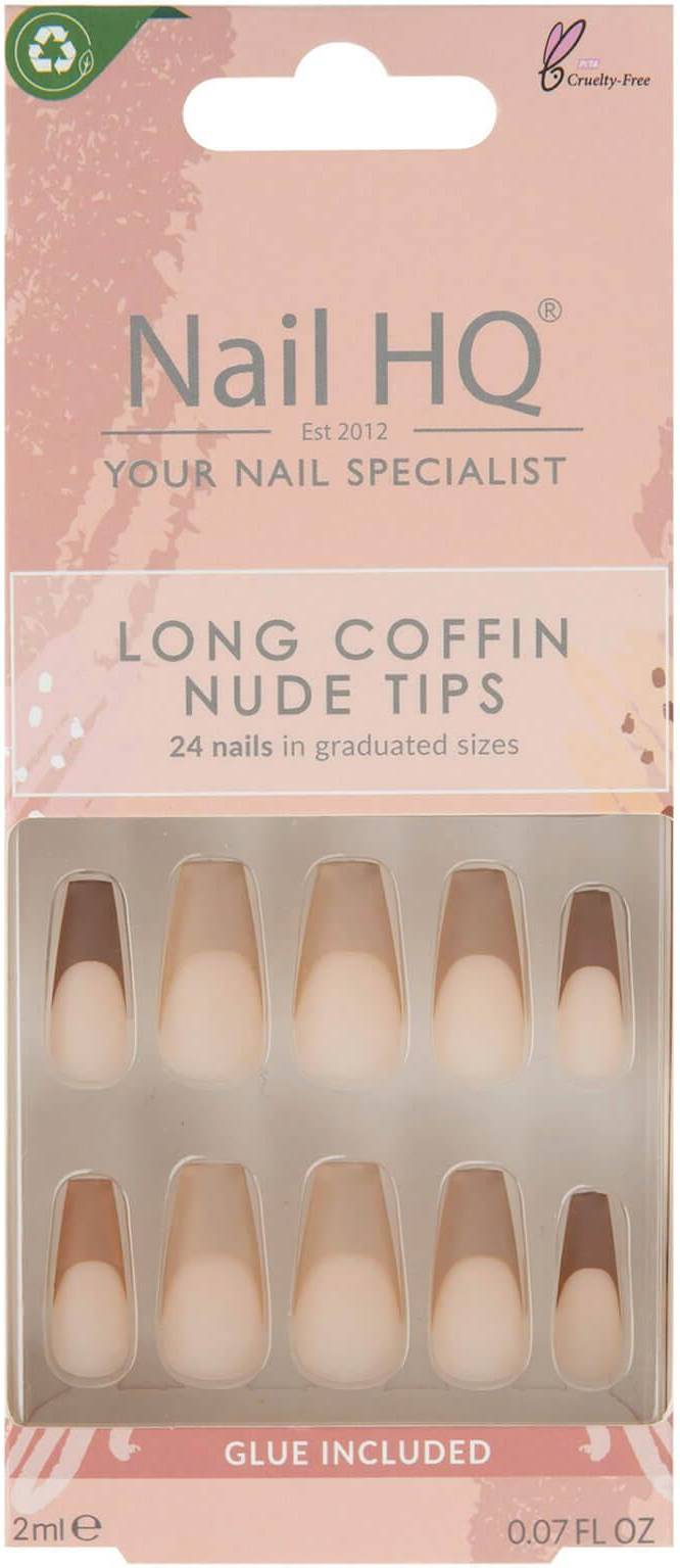 Nail HQ Long Coffin Nude Tips 24-pack