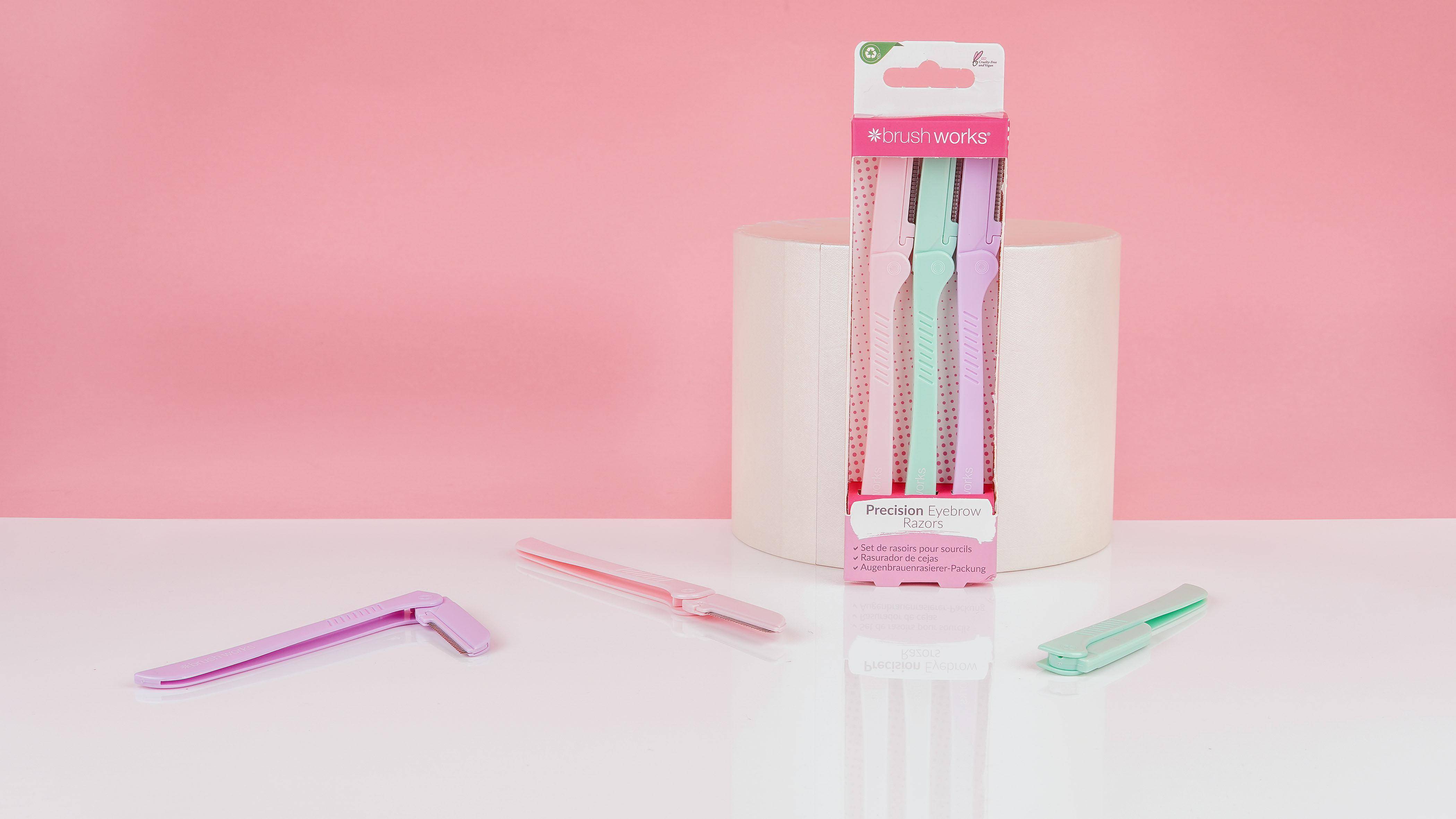Brushworks Precision Eyebrow Razor Pastel (Pack of 3)
