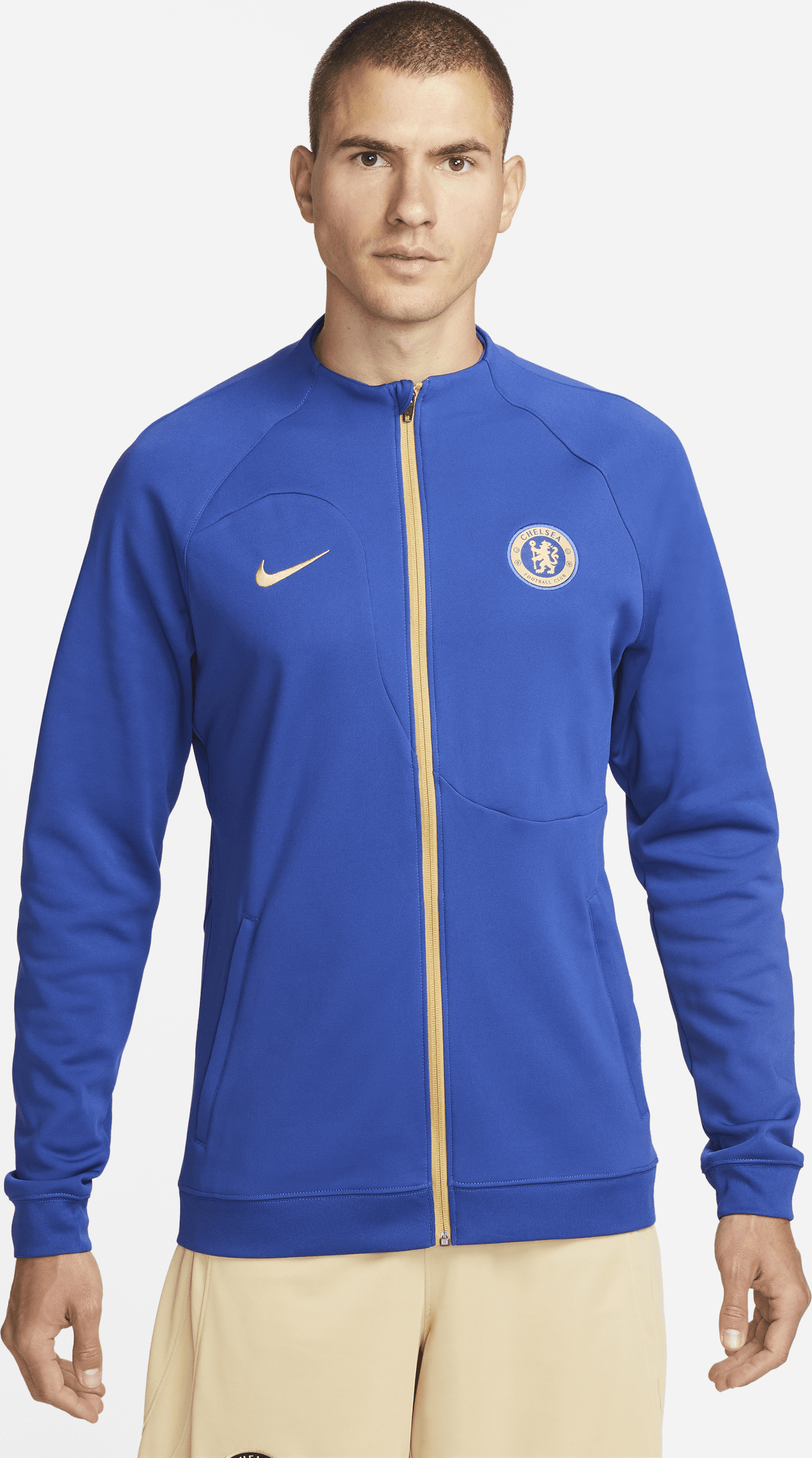 Nike Chelsea F.C. Academy Pro Men's Full-Zip Knit Football Jacket Blue