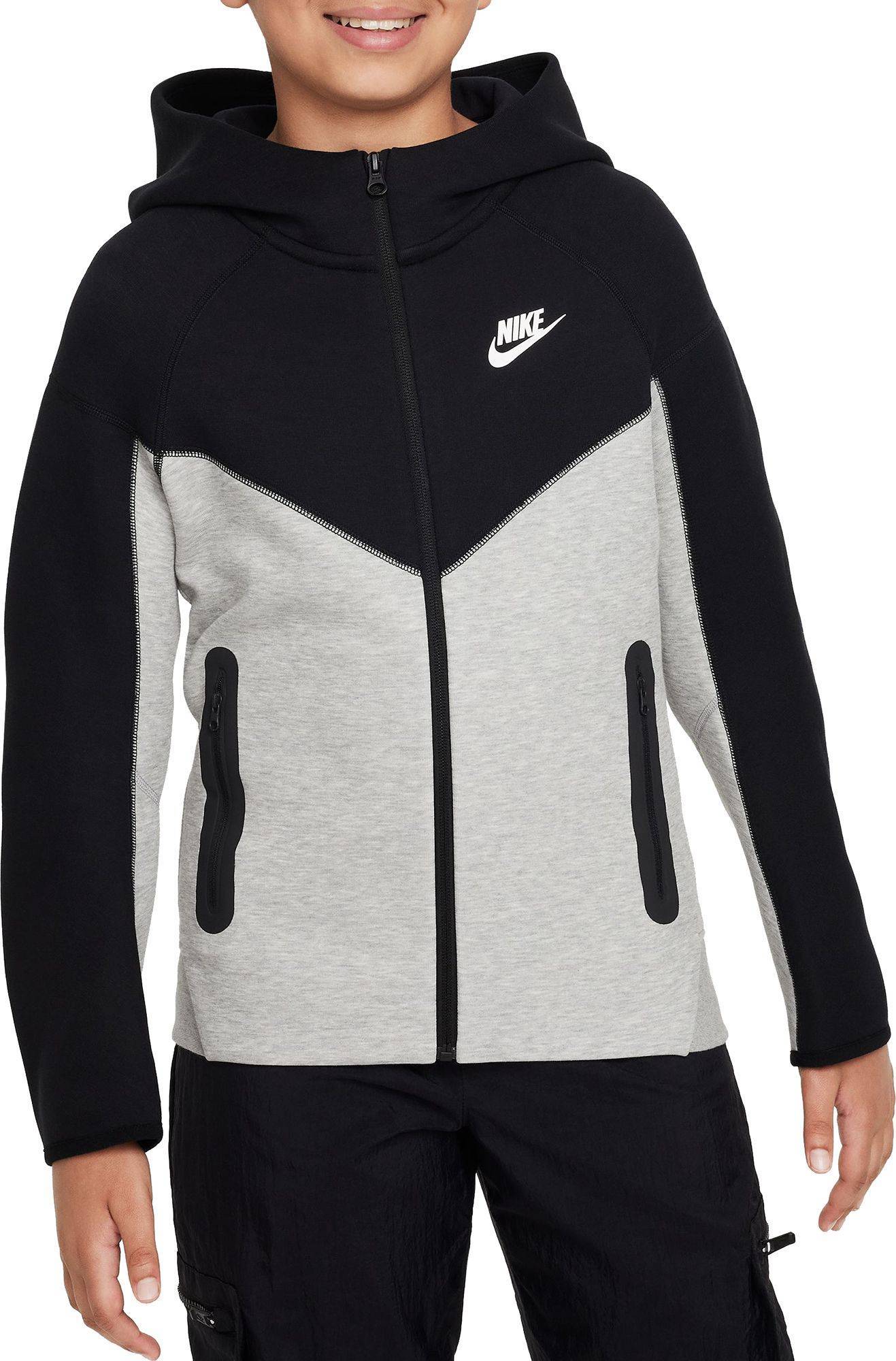 Nike Older Kid's Sportswear Tech Fleece Full Zip Hoodie - Dark Grey Heather/Black/Black/White (FD3285-064)