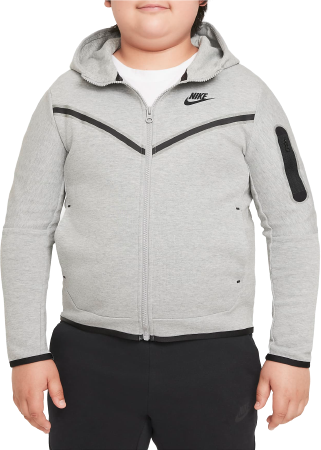 Nike Boy's Sportswear Tech Fleece Hoodie - Dark Grey Heather/Black (DD8755-063)