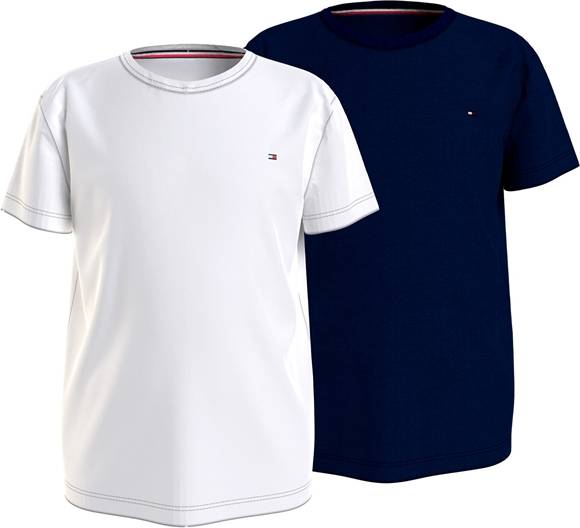 Tommy Hilfiger Kids' Plain Logo T-Shirts 2-pack - Desert Sky/White