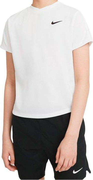 Nike Court Dri-FIT Victory Short-Sleeve T-shirt Kids - White/White/Black
