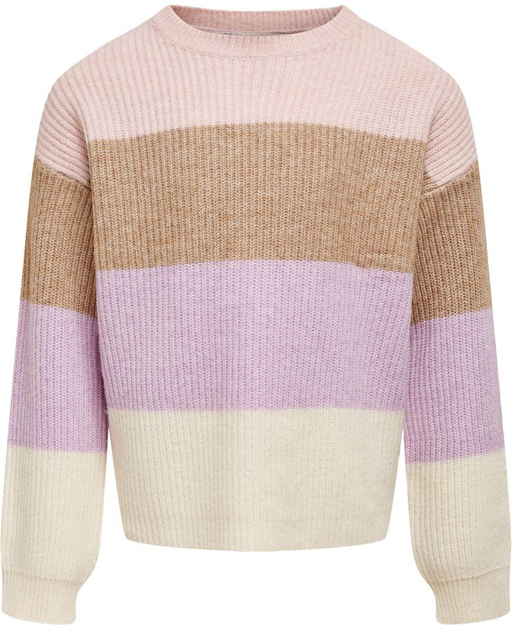 Only Kid's Striped Knitted Pullover - Pink/Sepia Rose (15207169)