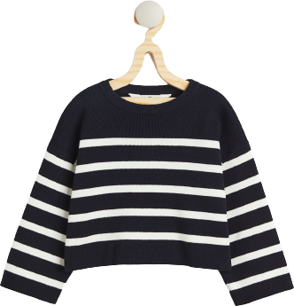 H&M Finstickad Tröja - Marinblå/Randig (1124396001)