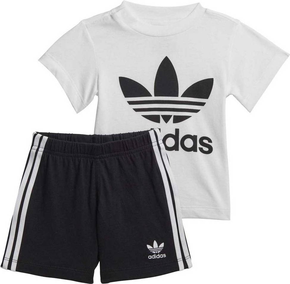 adidas Infant Trefoil Shorts Tee Set - White/Black (FI8318)