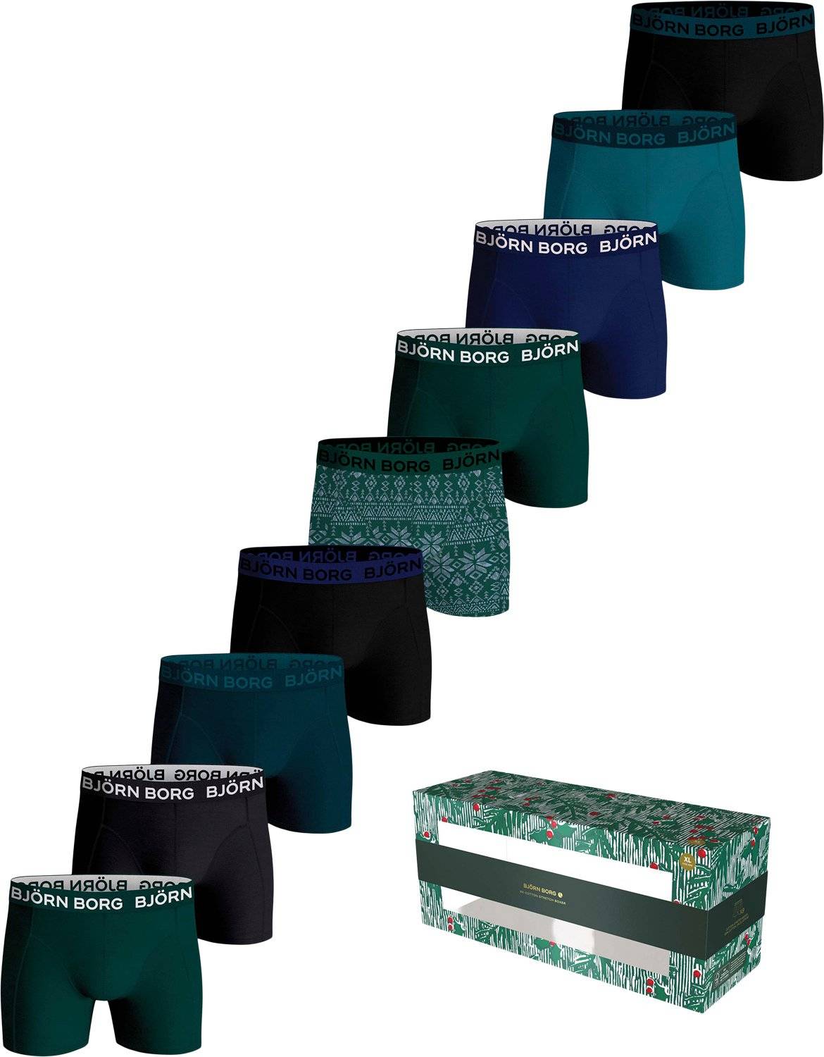 Björn Borg Cotton Stretch Boxer 9-pack - Black/Blue/Green/Print