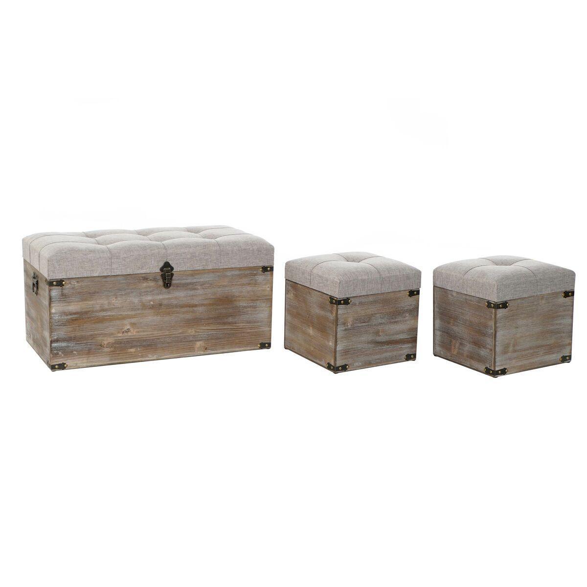 Dkd Home Decor Koffertset Beige Trä Traditionell Kista 40x40cm