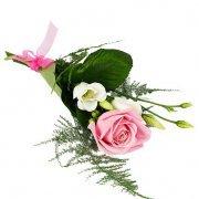 Blommor till begravning & kondoleanser Pink Rose & a White Bell Clock Lång bukett