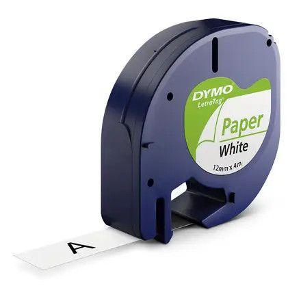Dymo LetraTag Paper Black Text on White 12mmx4m