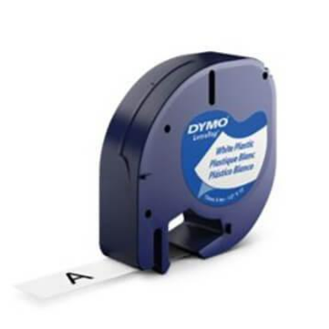 Dymo LetraTag Plastic Tape Black on Pearl White 1.2cmx4m