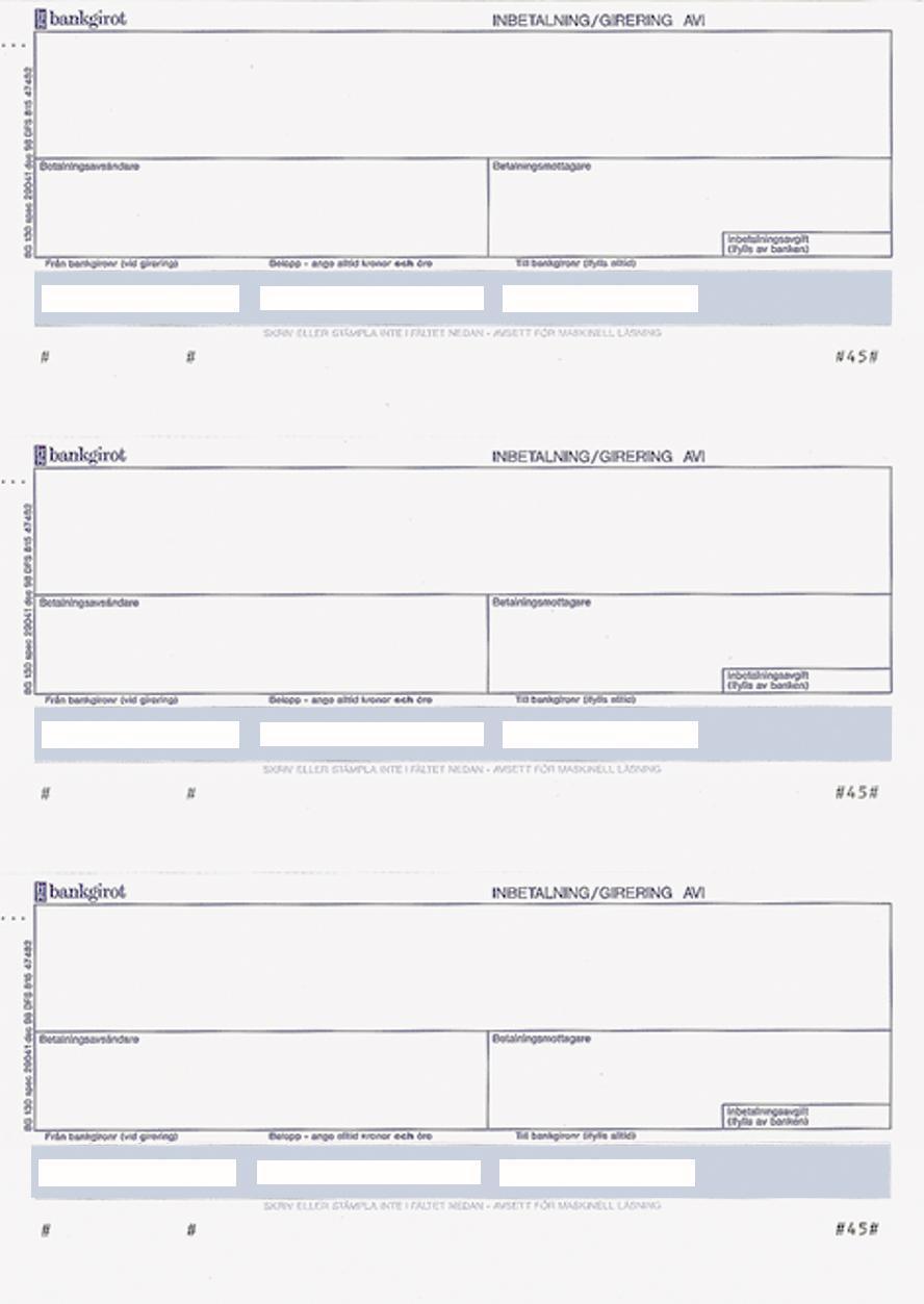NORDIC Brands Standardblankett Bankgiro 3 BG 900/FP