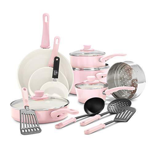 GreenLife Soft Grip Cookware Set with lid 16 Parts