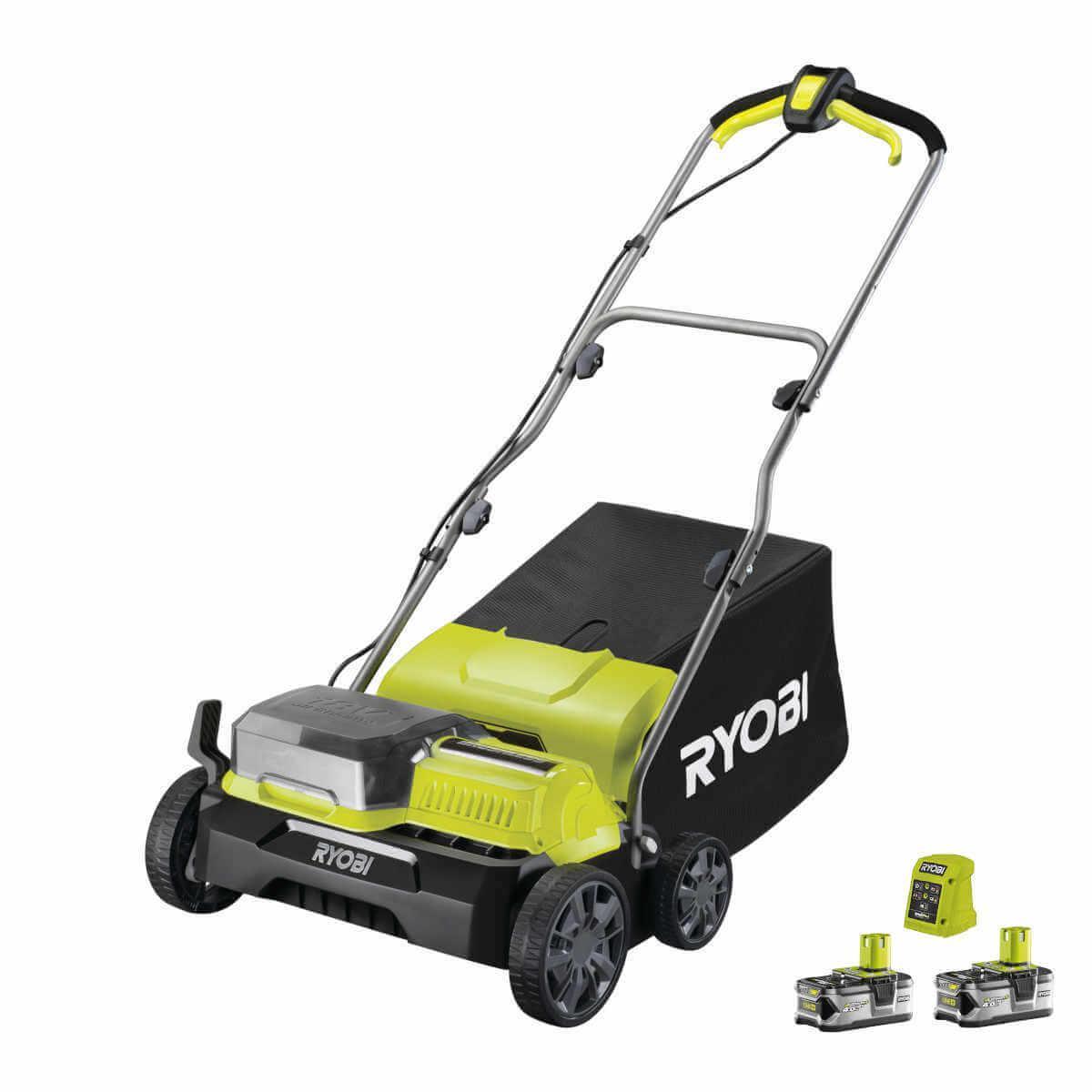 Ryobi RY18SFX35A-240 18V Akku-Vertikutierer mit 2 Akkus & Ladegerät Rasenlüfter Moosentferner