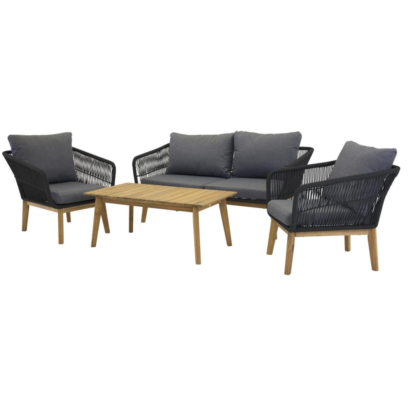 Venture Design Chania Loungeset, 1 Bord inkl. 2 Stolar & 1 Soffor