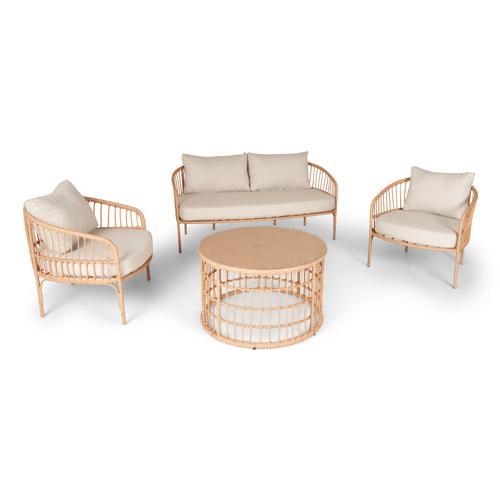 Flora Viola Loungeset, 1 Bord inkl. 2 Stolar & 1 Soffor