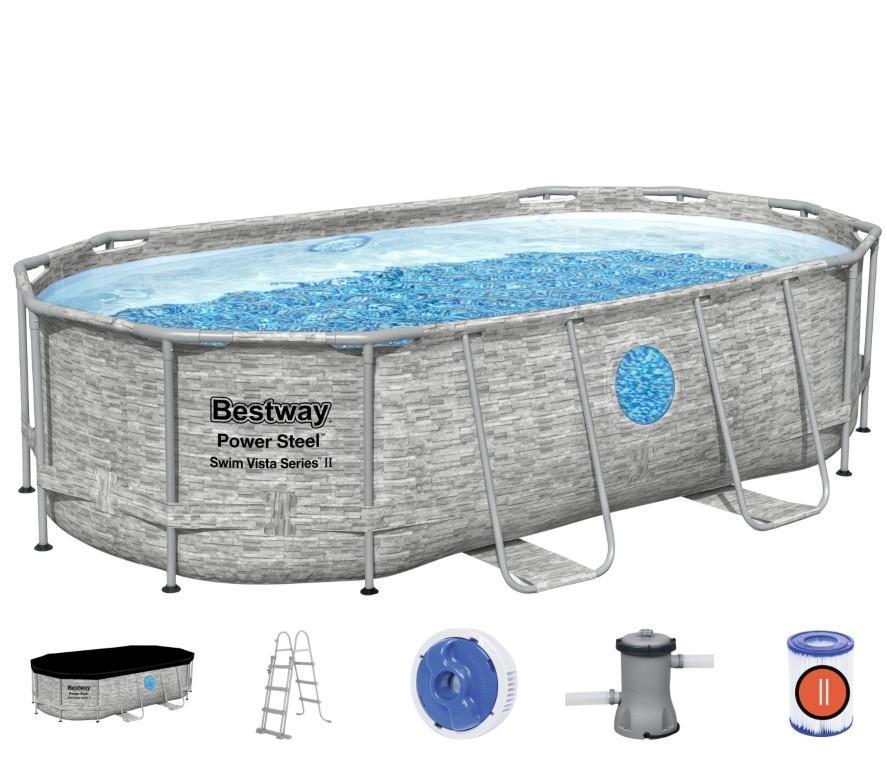 Bestway Power Steel Swim Vista Oval Pool Set 4.27x2.50x1m