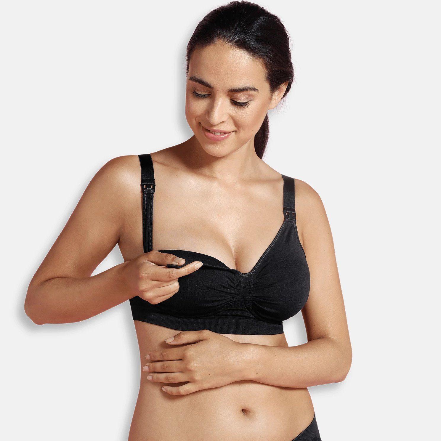 Carriwell Maternity & Nuring Bra Seamless Carri-Gel Supports Black