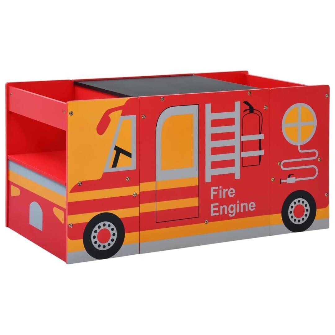 vidaXL Kids Chair Table Set Fire Truck Design Wood 3 Piece