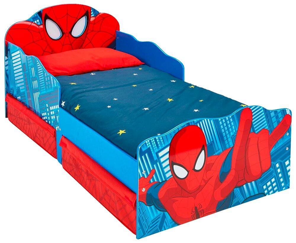 Hello Home Spider Man Toddler Bed with Light Up Eyes & Storage 77x143cm