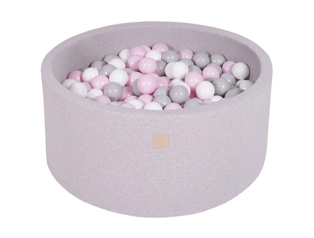 Meow, ljusgrå bollhav 90x40 med 300 bollar (grey, white, pastel pink)