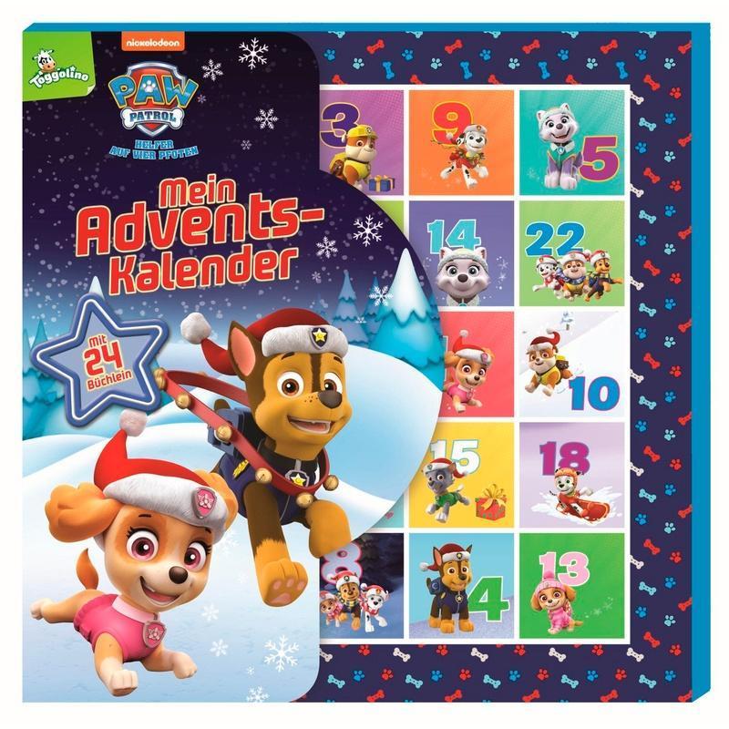 PAW Patrol Mein Adventskalender: 24 Büchlein aus stabiler Pappe mit Aufhängern in wiederverschließbarer Box. Für Kinder ab 3 Jahren