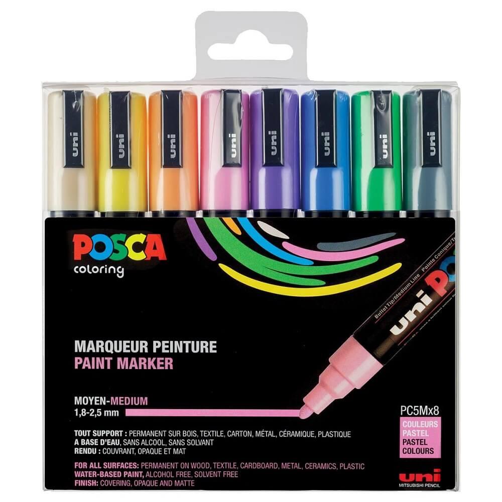 Uni Posca PC-5M Medium Bullet Pastel 8-pack
