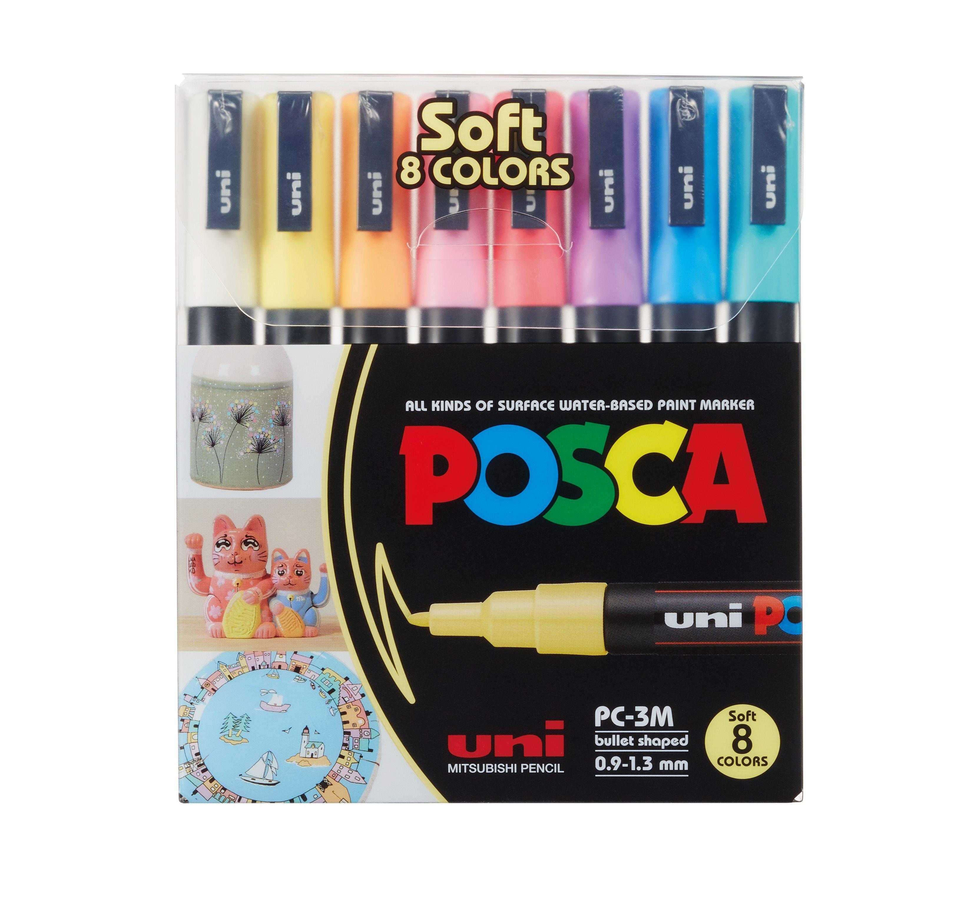 Uni Posca PC-3M Fine Bullet Soft Colors 8-pack