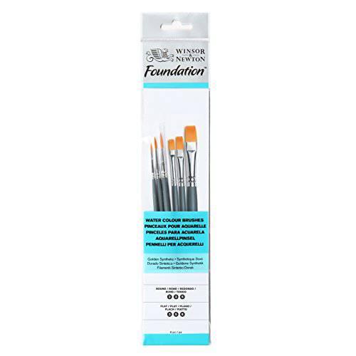 Winsor & Newton Foundation Water Colour Brush Short Handle 6 Pack