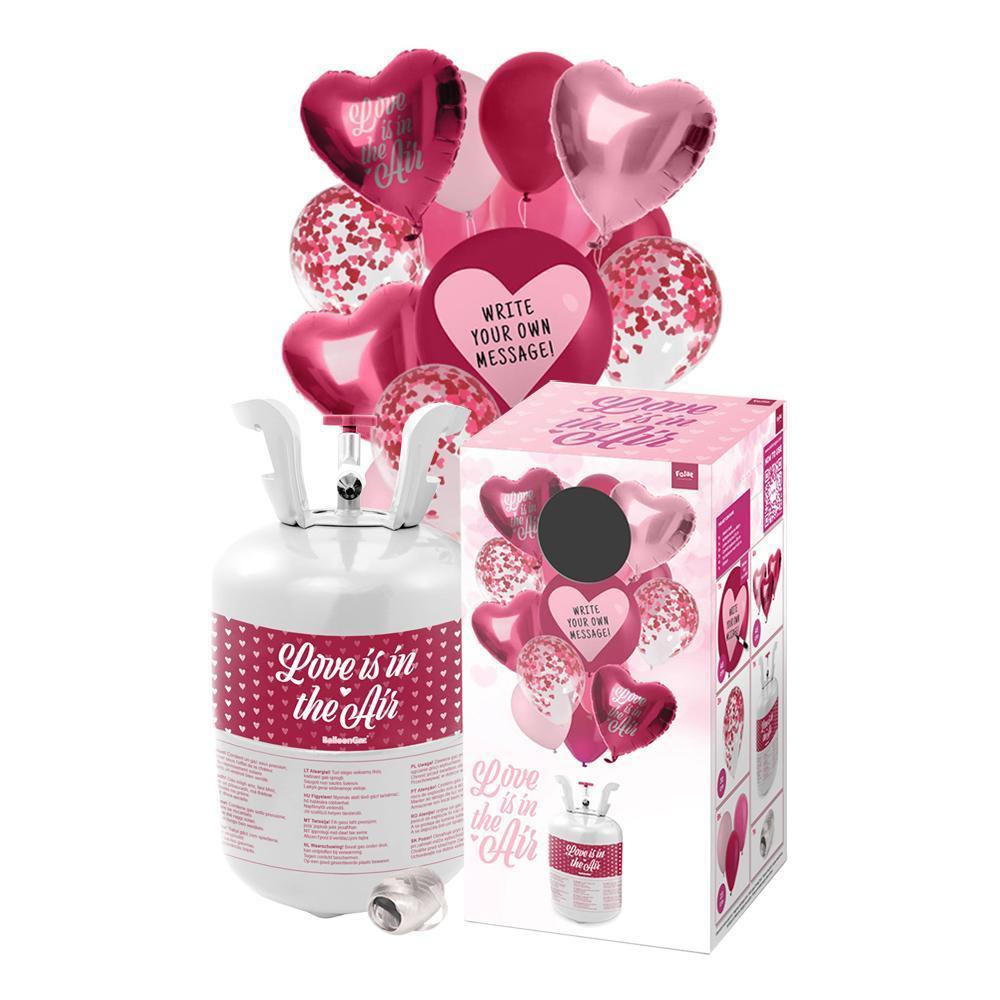 Folat Helium Gas Cylinders BalloonGaz 30 'Love' with Balloons and Ribbon